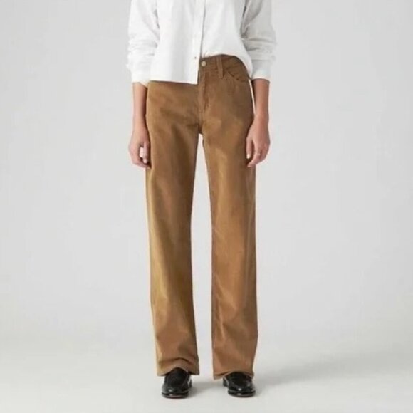 Levi’s Low Pro Mid Rise Straight Leg Corduroy Pants Tan Womens 31x30 - Picture 1 of 12